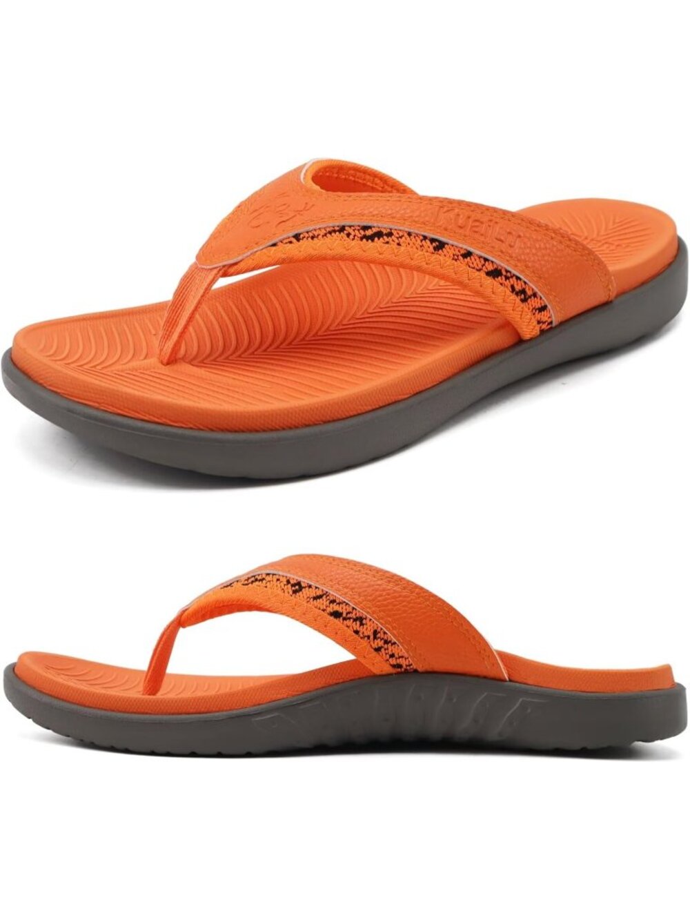 Men's Orange Sport Flip Flops Comfort Orthotic Thong Sandals Arch Support